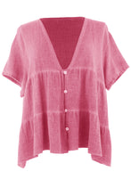 Load image into Gallery viewer, Button Tiered Linen Top
