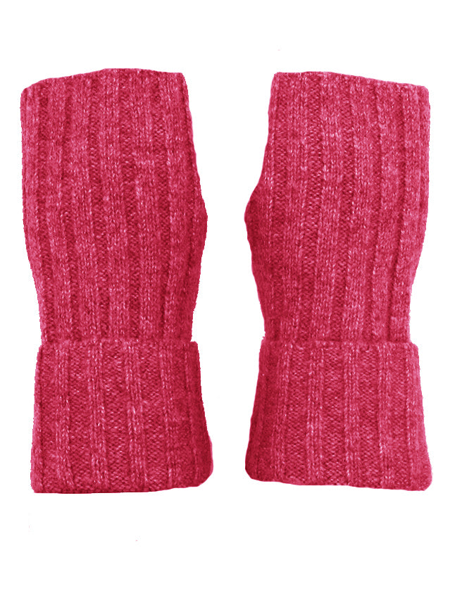 Fingerless Ribbed Knit Cashmere Gloves