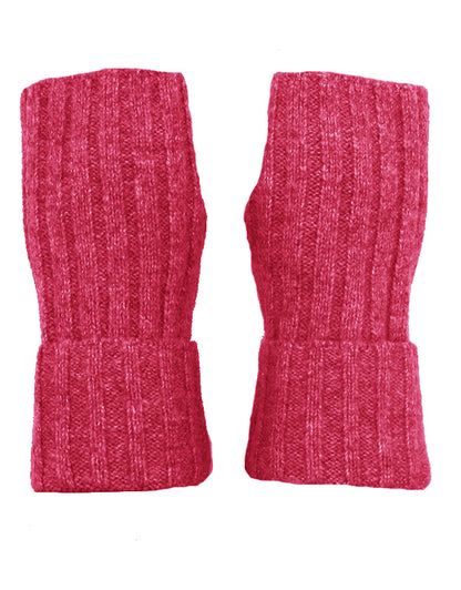Fingerless Ribbed Knit Cashmere Gloves