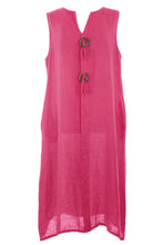 Load image into Gallery viewer, Sleeveless 2 Button Detail Linen Dress
