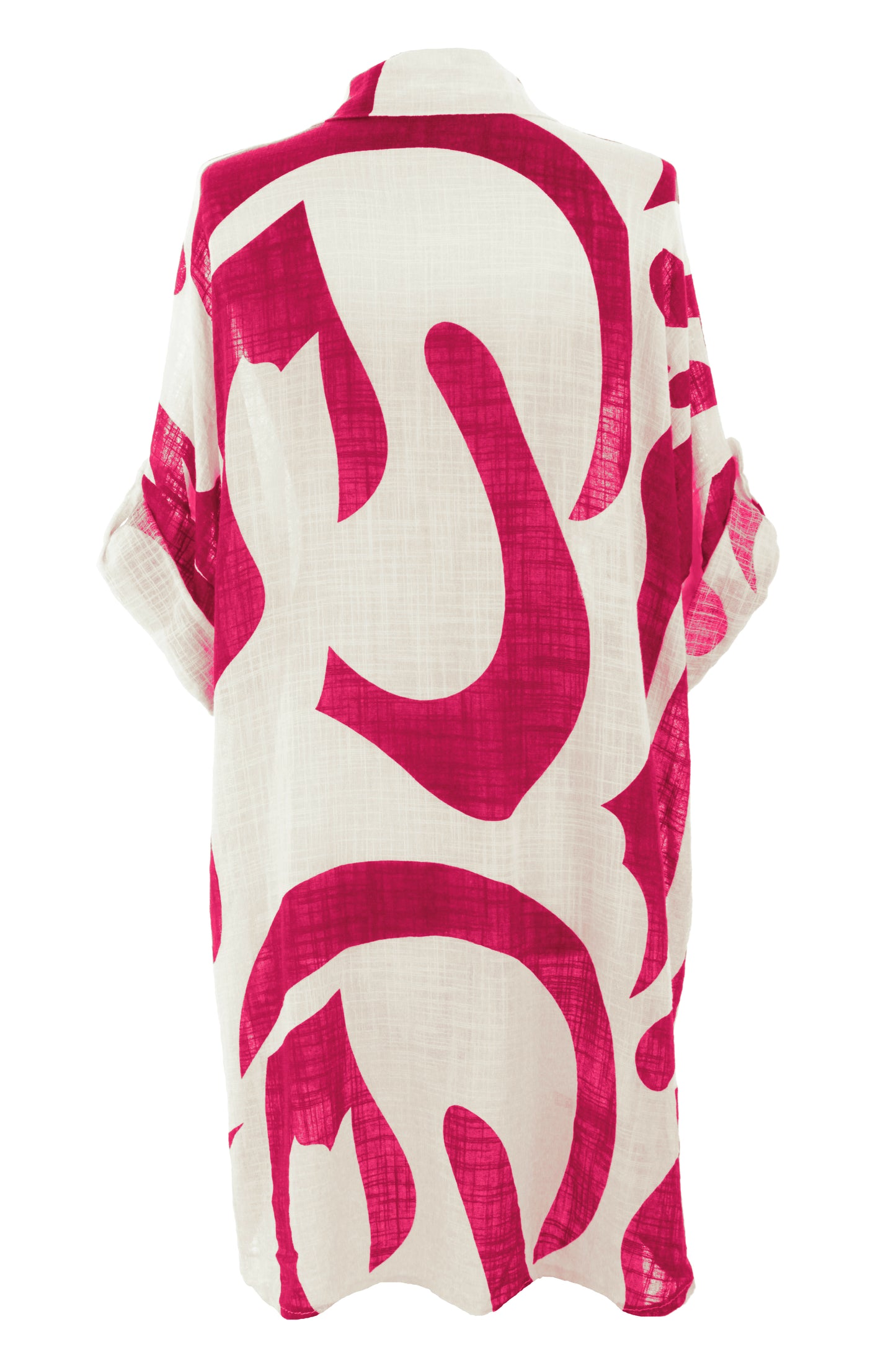 Abstract Print Longline Linen Shirt