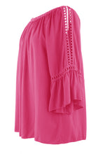 Load image into Gallery viewer, Crochet Trim Cut-out Shoulder Top
