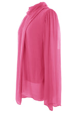 Load image into Gallery viewer, Pleat Detail High Neck Silk Blouse
