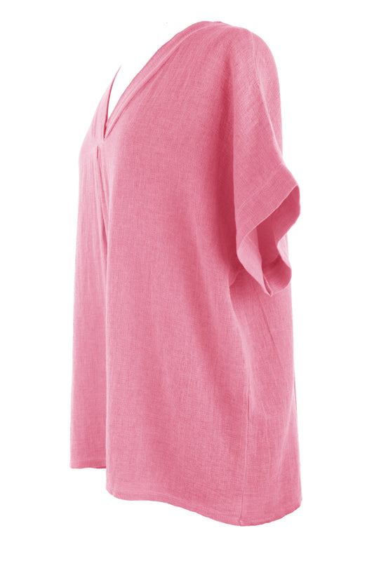 V Neck Teabag Linen Top
