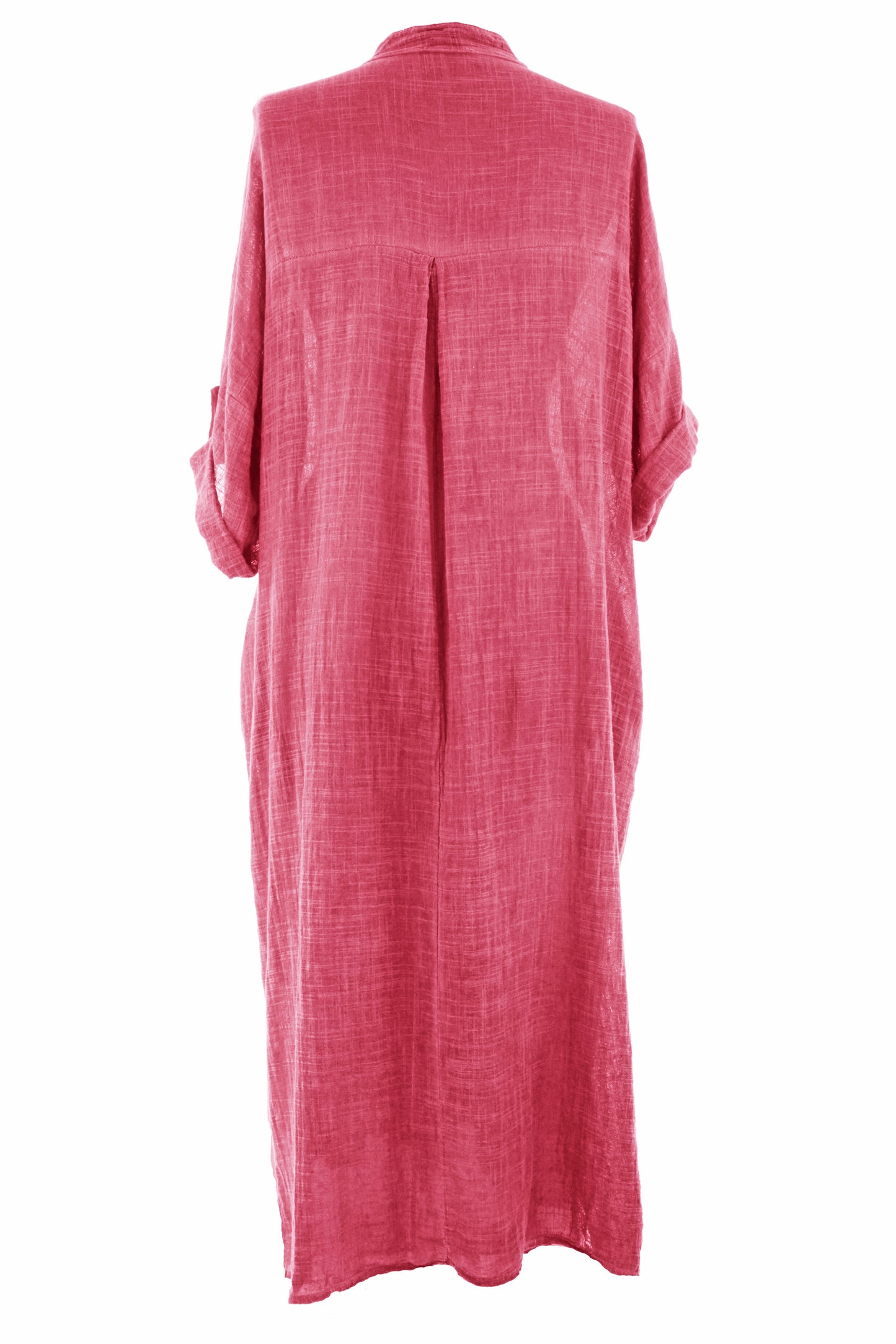 V Neck 2 Pocket Cotton Midi