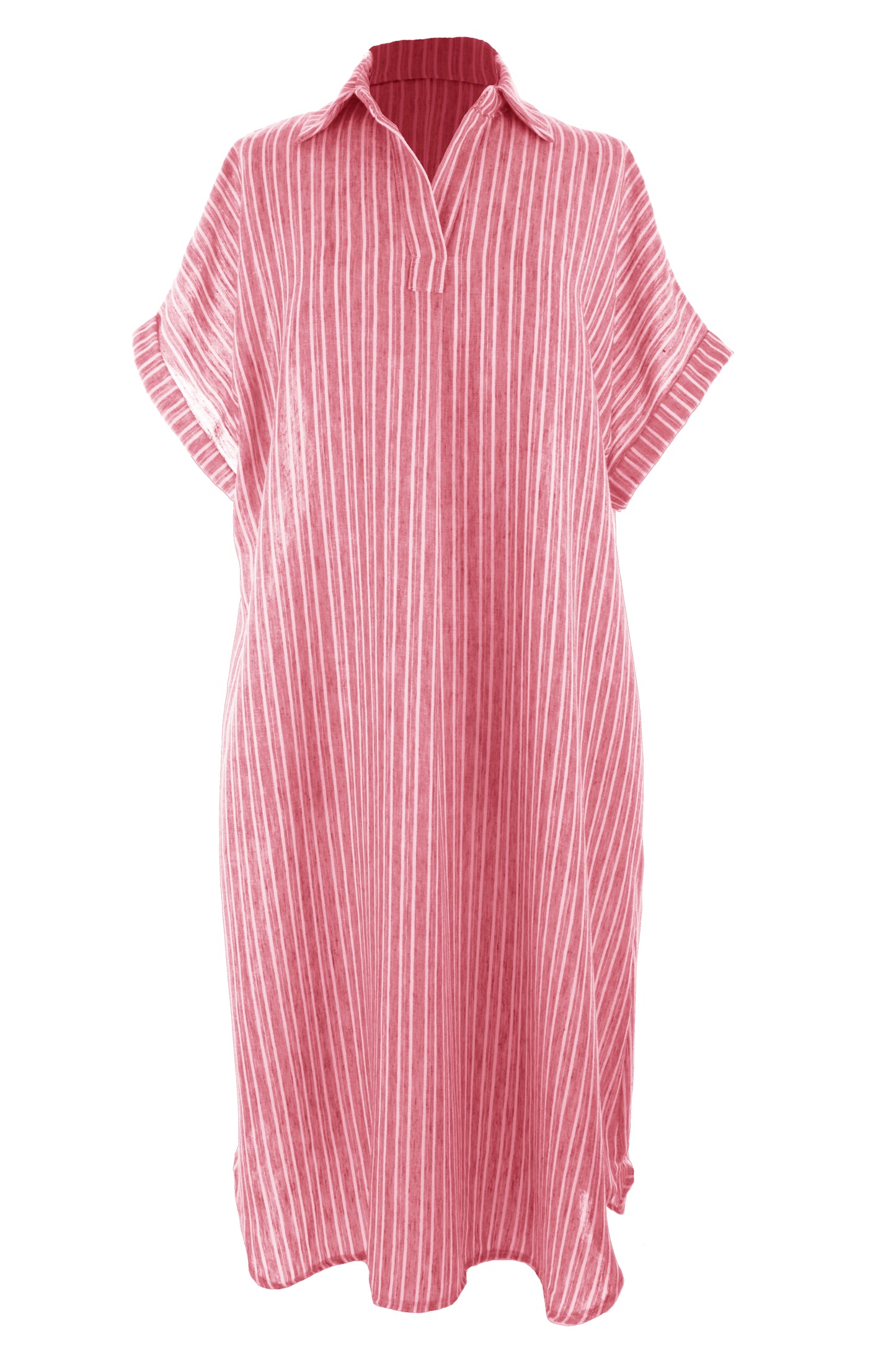 Stripe Print Collar Midi