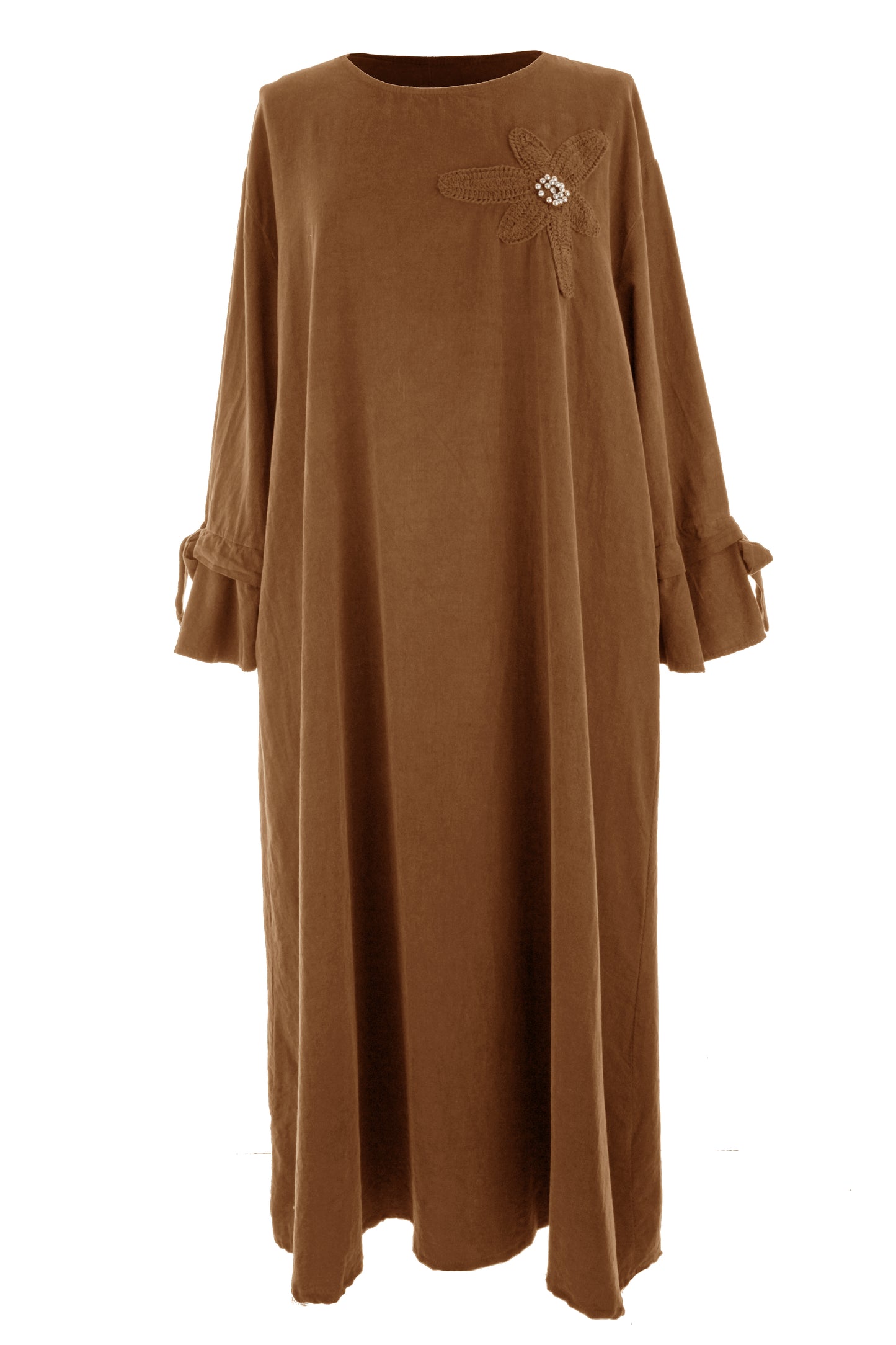 Flower Applique Corduroy Maxi