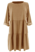 Load image into Gallery viewer, Tiered Swing Corduroy Dress
