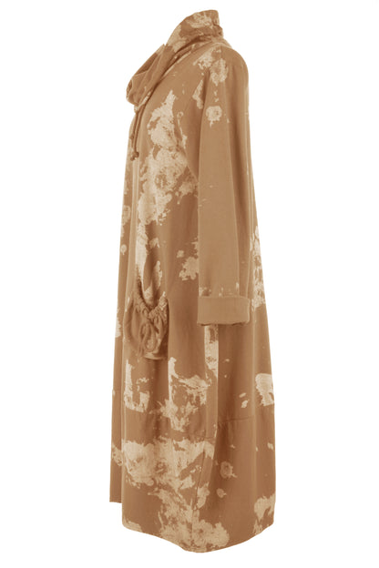 Abstract Print Cowl Neck Dress