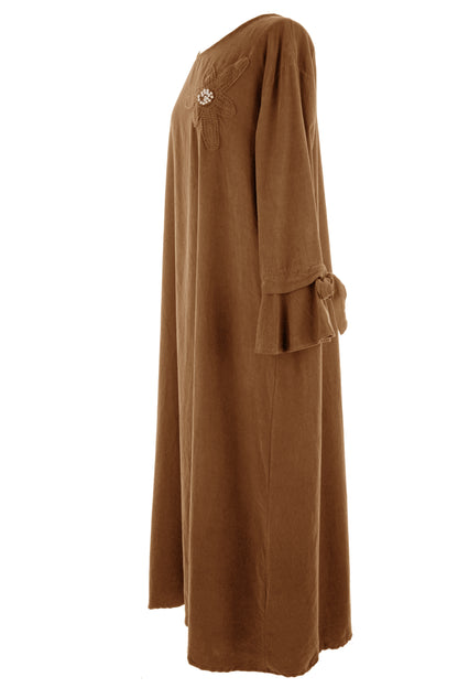 Flower Applique Corduroy Maxi