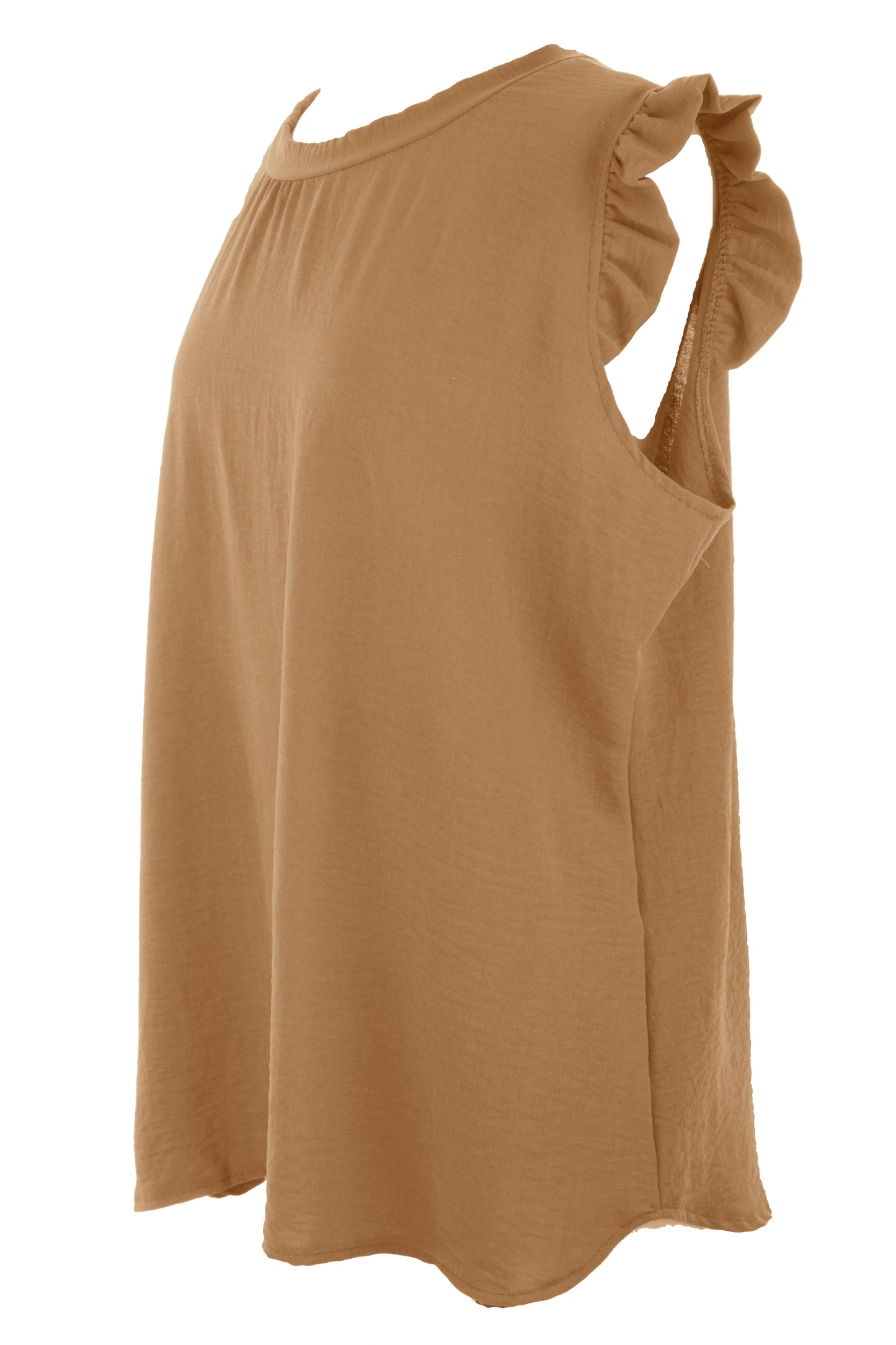 Sleeveless Frill Trim Necklace Top