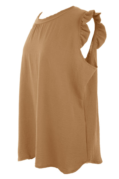 Sleeveless Frill Trim Necklace Top