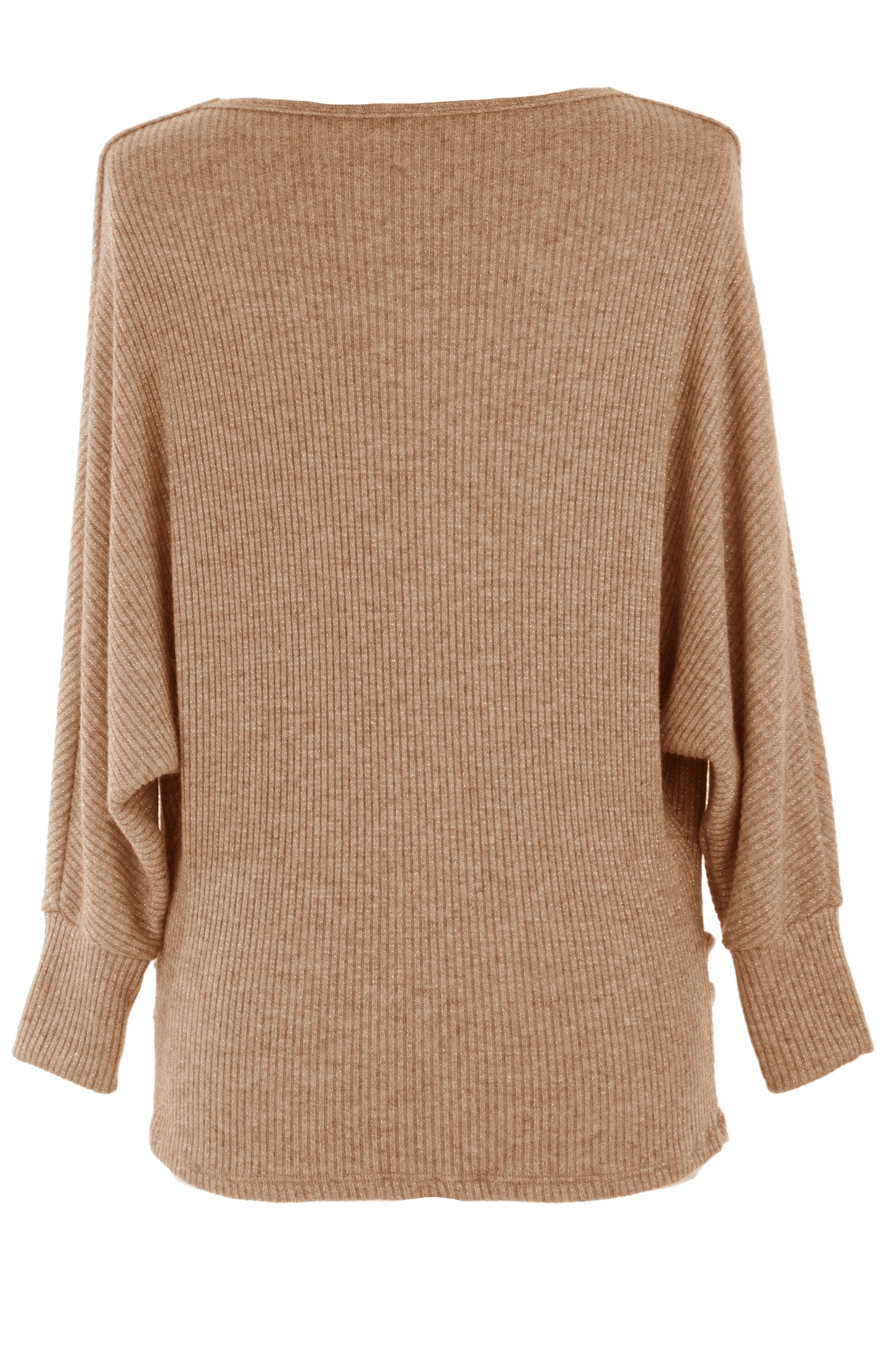Cowl Neck Lurex Ribbed Top