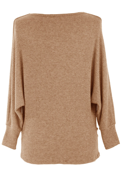Cowl Neck Lurex Ribbed Top