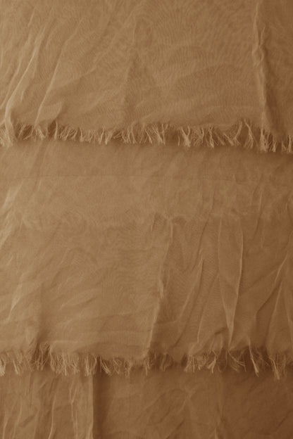 Sleeveless Frayed Detail Silk Midi