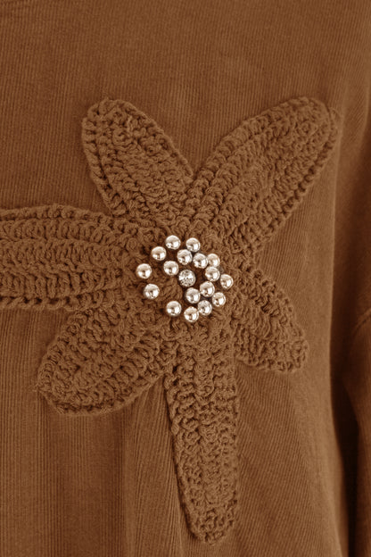 Flower Applique Corduroy Maxi