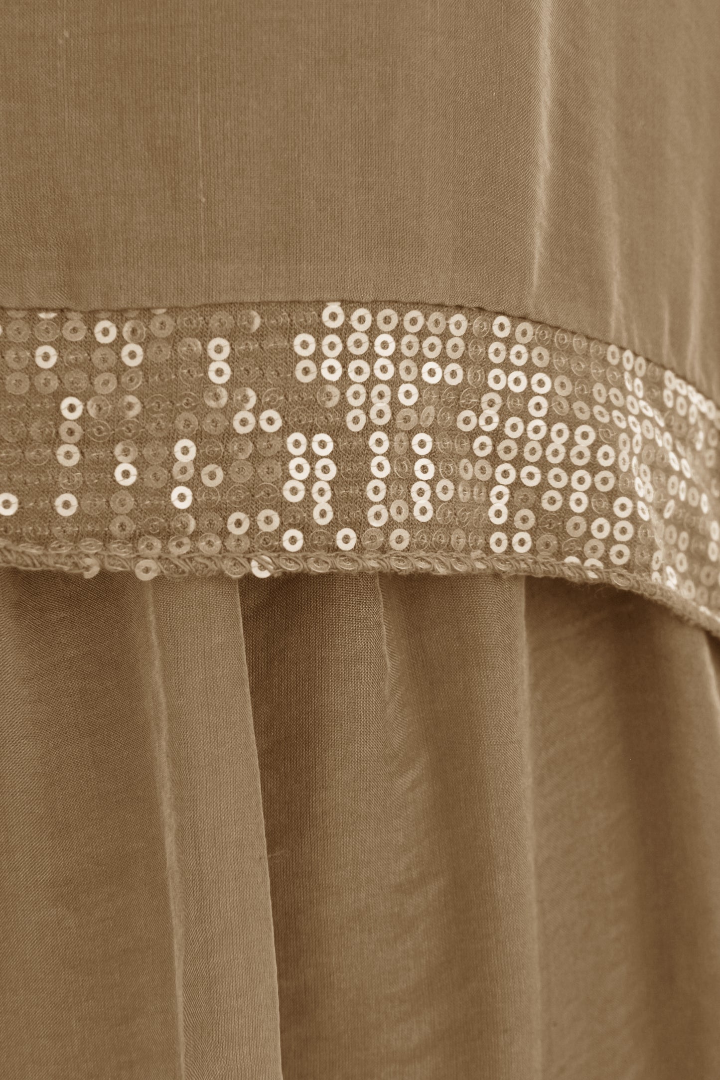 Sequin Trim Layered Hem Silk Blouse