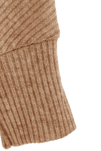 Cowl Neck Lurex Ribbed Top