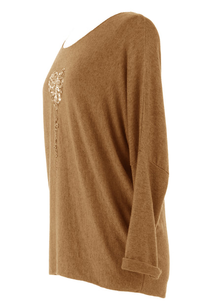Sequin Heart Soft Knit Jumper