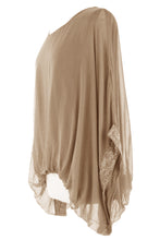Load image into Gallery viewer, Sequin Trim Puffball Silk Top
