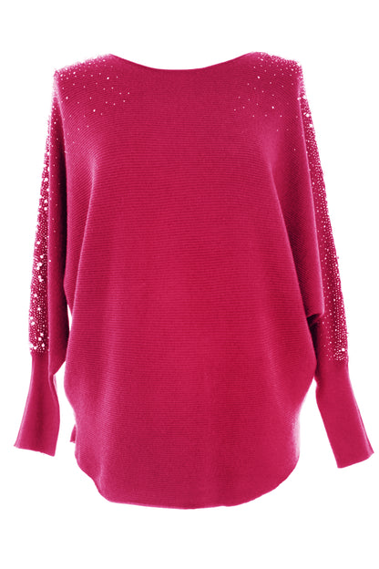 Pearl Diamante Sleeve Jumper