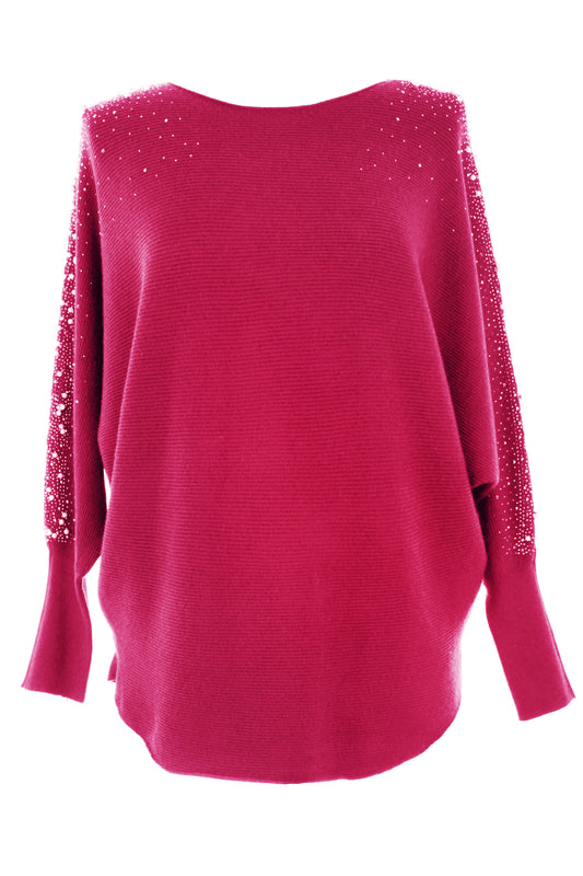 Pearl Diamante Sleeve Jumper