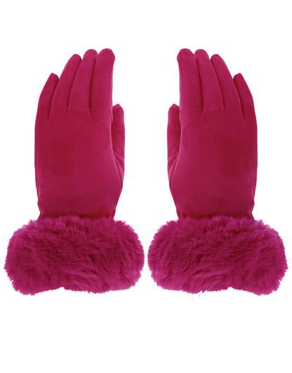 Faux Fur Cuff Suede Gloves