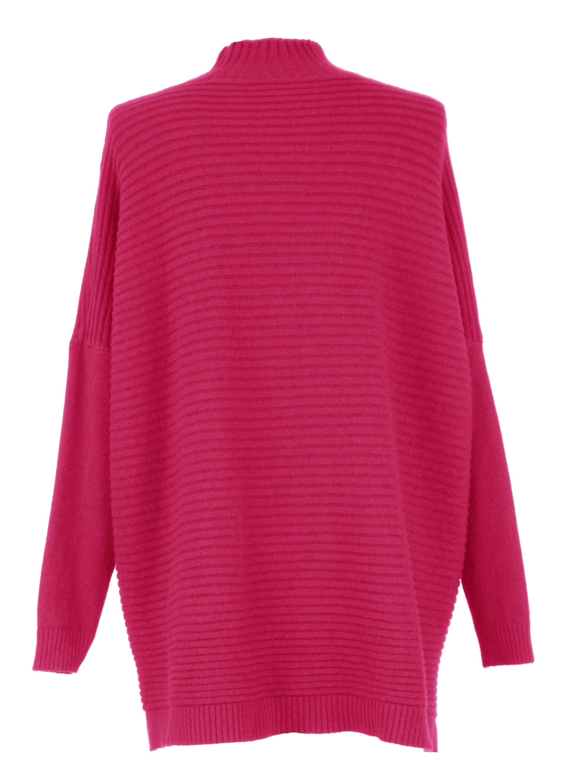 Ladies Womens Lagenlook Funnel Ribbed Panel Knit Sweater Jumper