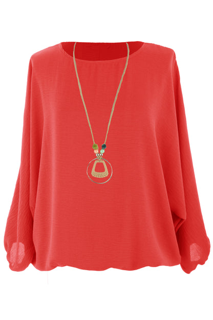 Puffball Hem Necklace Top