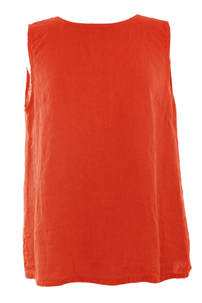 Sleeveless Button Back Linen Top
