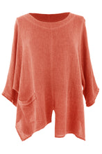 Load image into Gallery viewer, V Cutout Hem Linen Teabag Top

