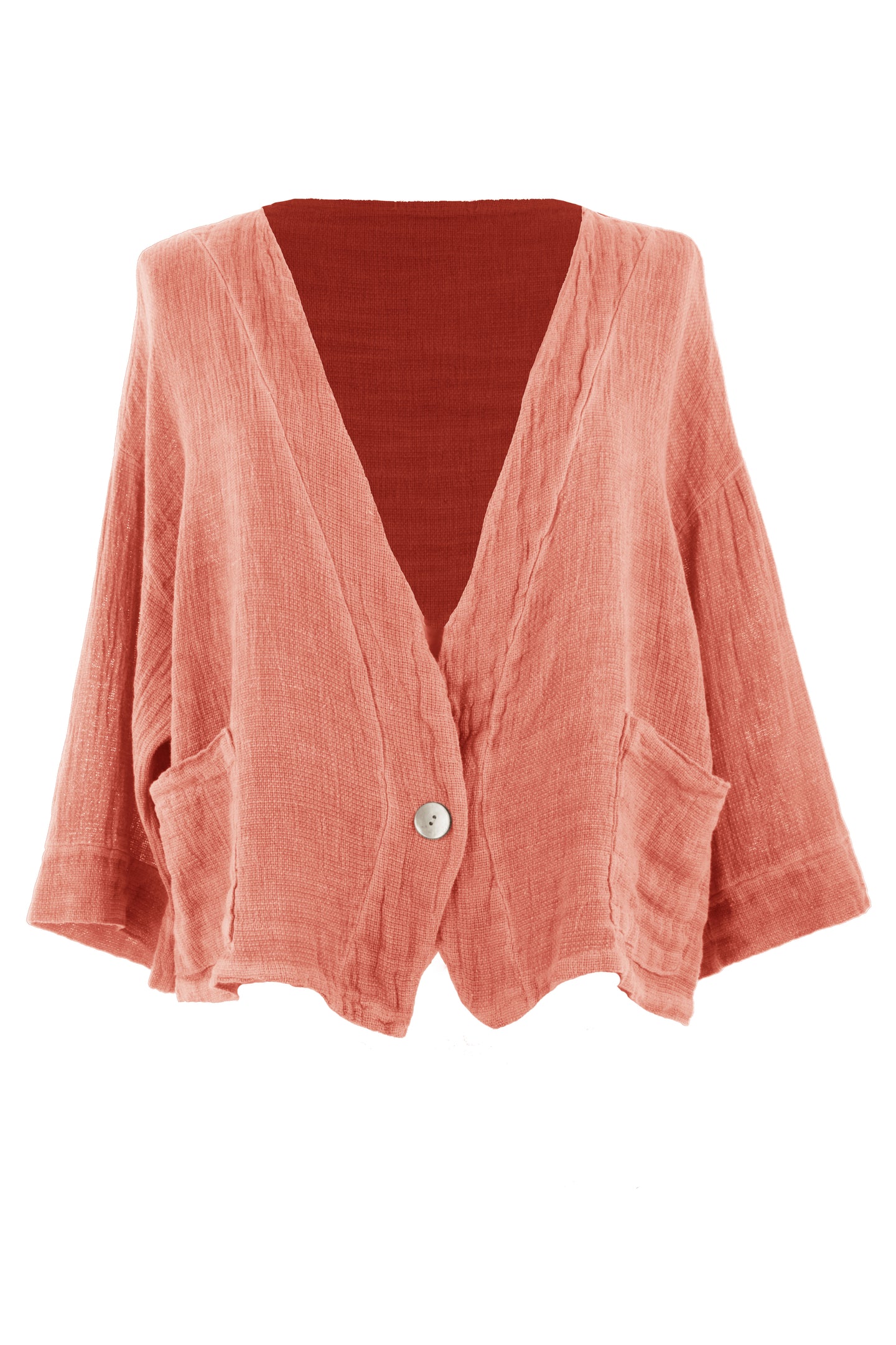 One Button Teabag Linen Jacket