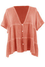Load image into Gallery viewer, Button Tiered Linen Top
