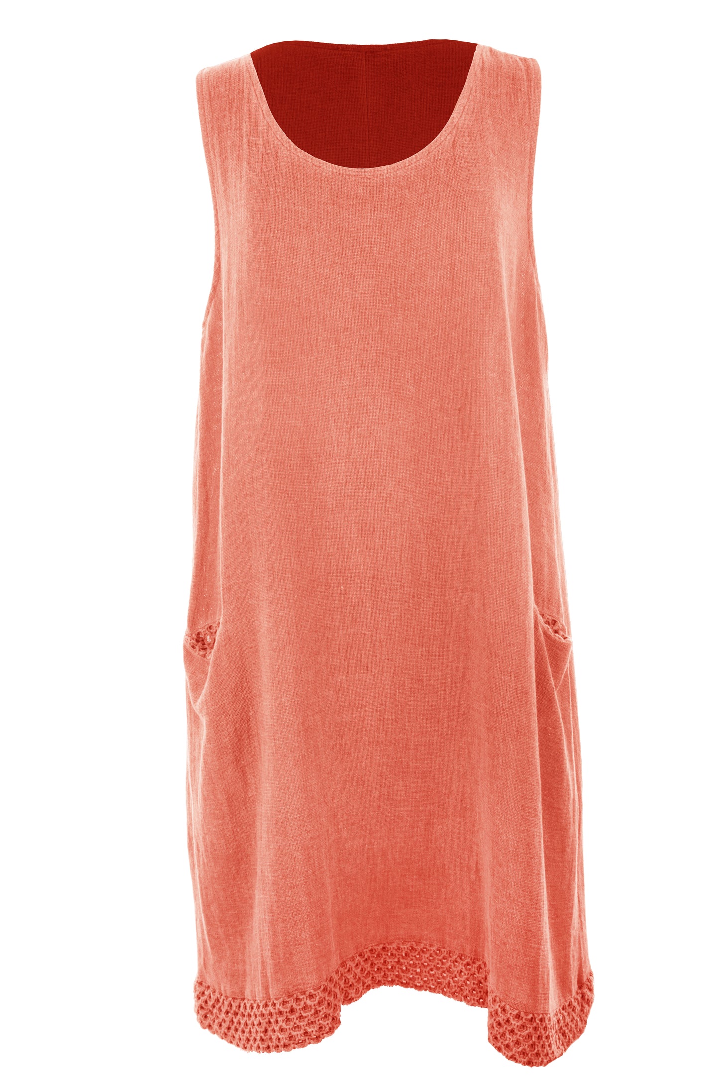 Sleeveless 2 Pocket Teabag Linen Dress