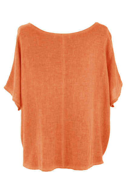 Pleat Detail Teabag Linen Top
