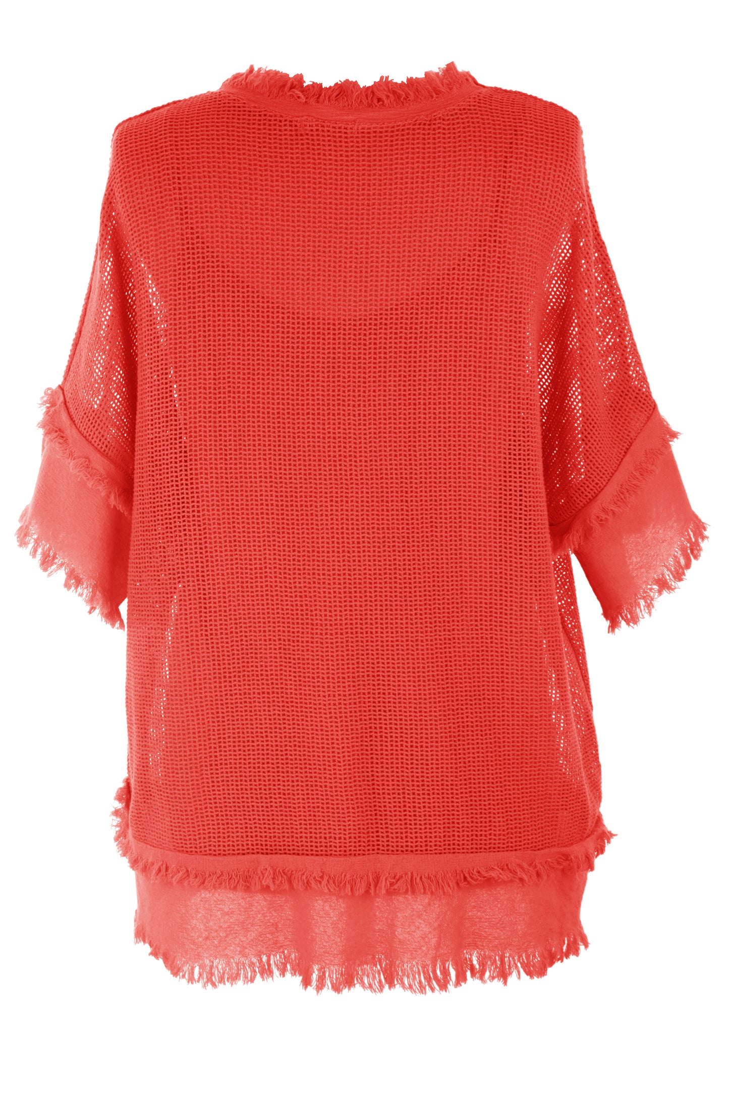 Frayed Trim Mesh Top with Vest