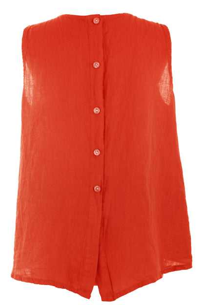 Sleeveless Button Back Linen Top