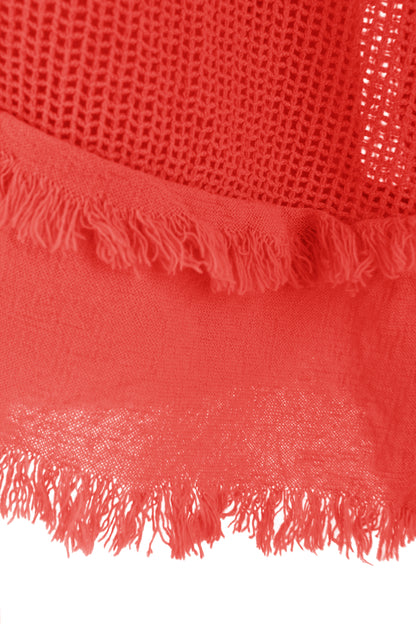 Frayed Trim Mesh Top with Vest