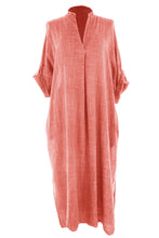 Load image into Gallery viewer, V Neck 2 Pocket Cotton Midi
