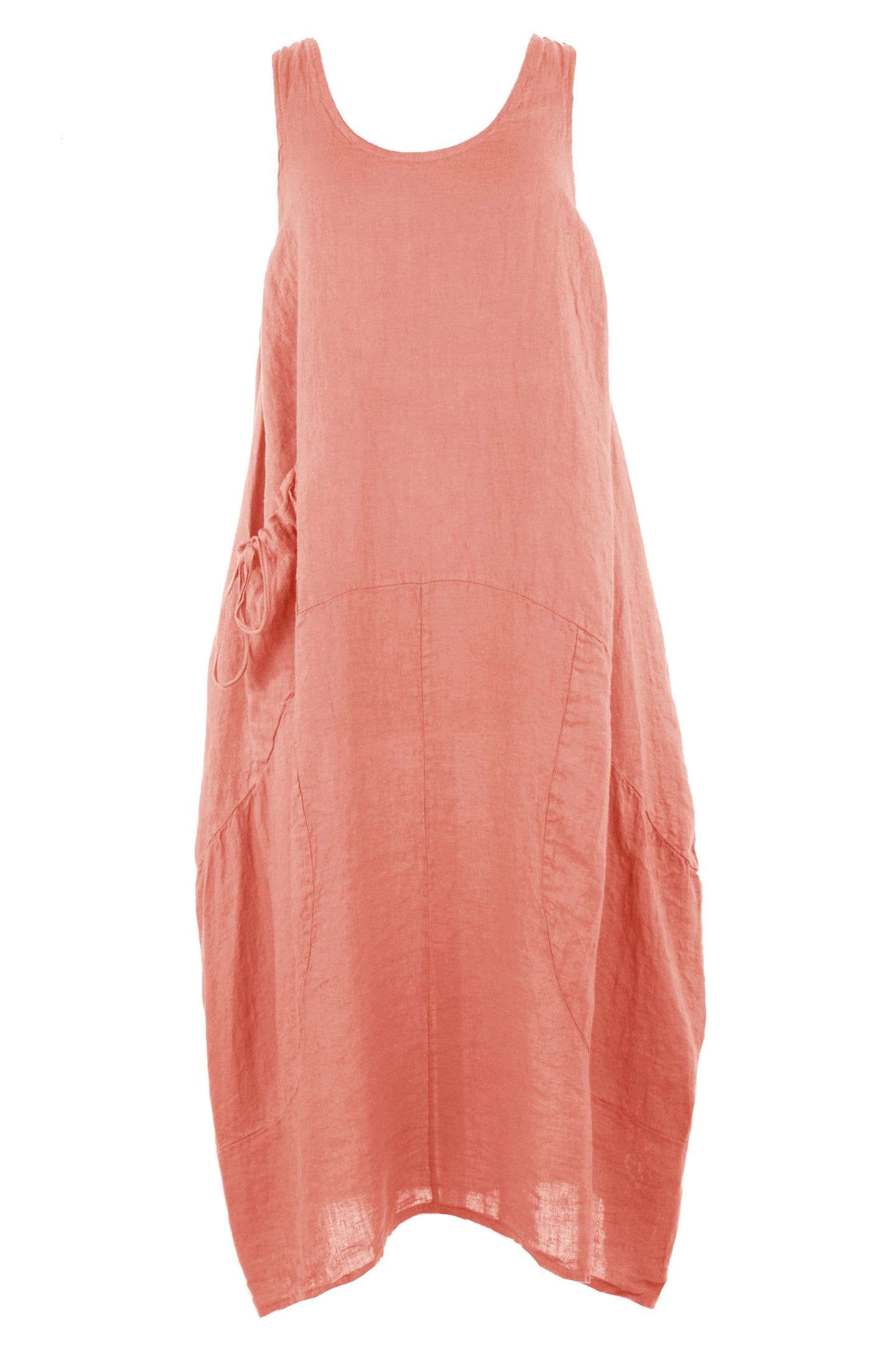 Sleeveless Pocket Washed Linen Dress