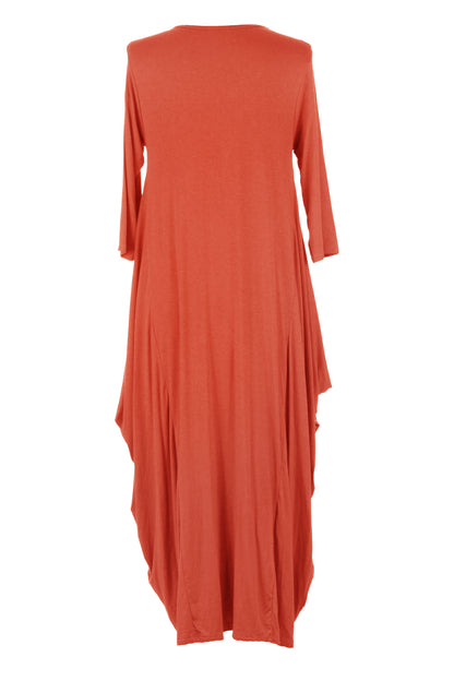 3/4 Sleeve Draped Dress