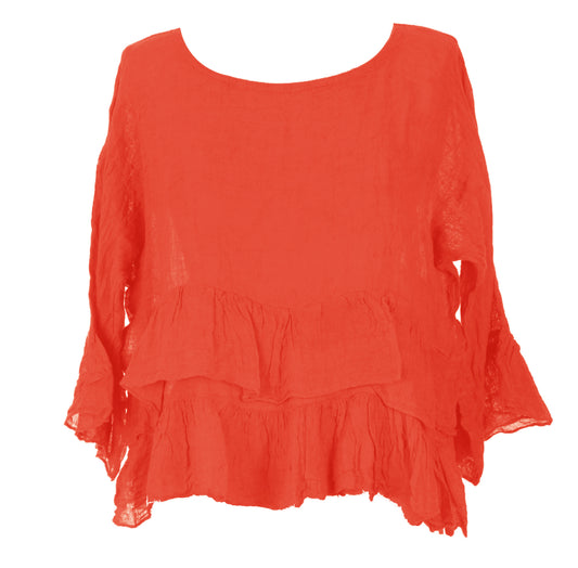 Frill Hem Linen Crop Top