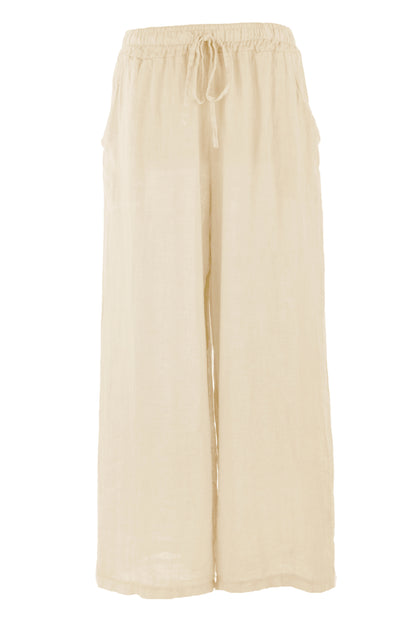 2 Pocket Wide Leg Linen Trouser