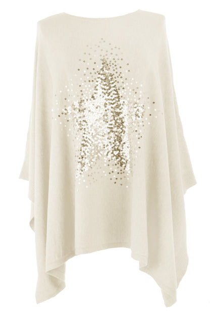 Sequin Star Knit Poncho