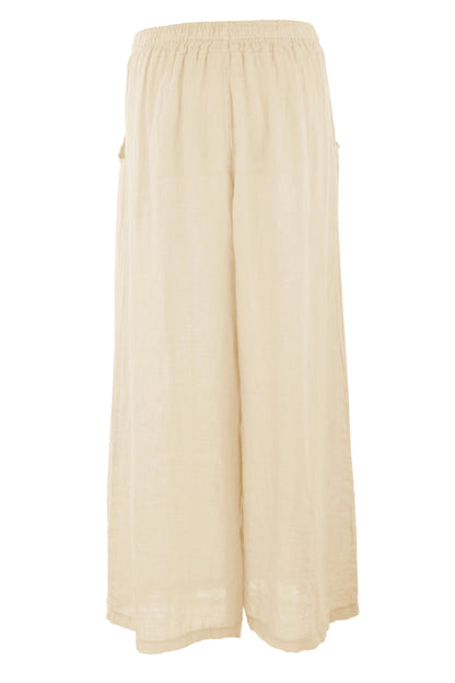 2 Pocket Wide Leg Linen Trouser