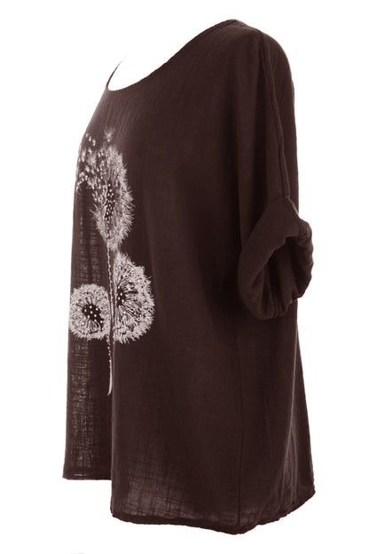 Dandelion Floral Print Cotton Top