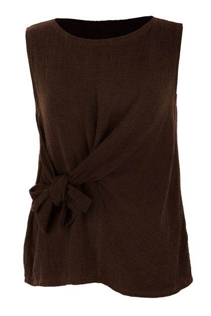 Side Tie Teabag Linen Top