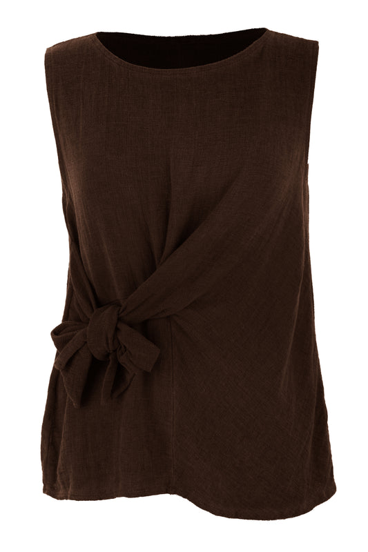 Side Tie Hopsack Linen Top