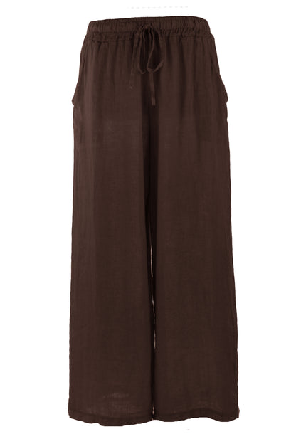 2 Pocket Wide Leg Linen Trouser