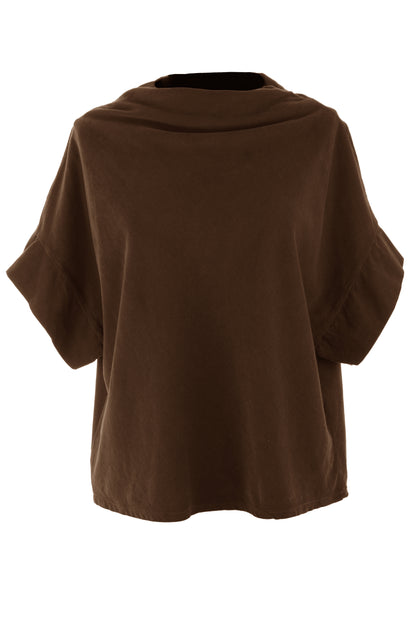 Slash Cowl Neck Corduroy Top